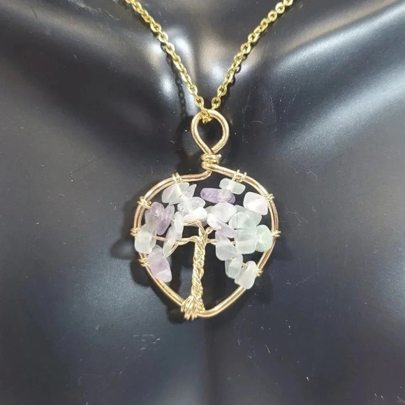 Wire Wrapped Tree of Life Golden Wrapped Pendant with 18in Chain - Picture 4 of 4